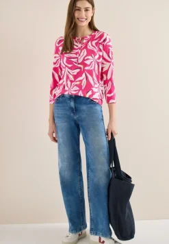 Shirt met split neck en print