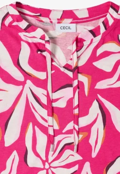 Shirt met split neck en print