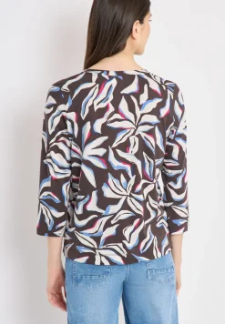 Shirt met split neck en print