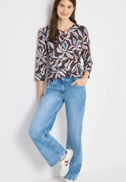 Shirt met split neck en print
