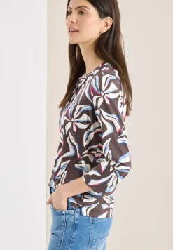 Shirt met split neck en print