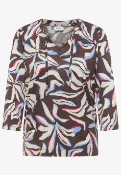 Shirt met split neck en print