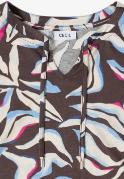 Shirt met split neck en print