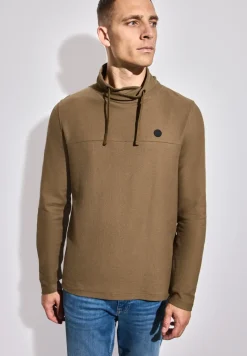 Shirt met structuur en trechtervormige hals