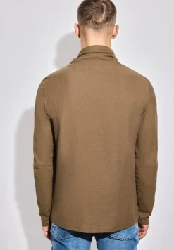Shirt met structuur en trechtervormige hals