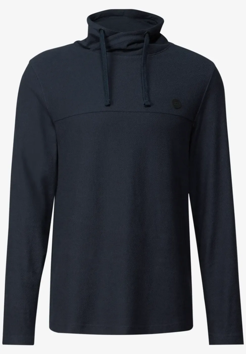Shirt met structuur en trechtervormige hals