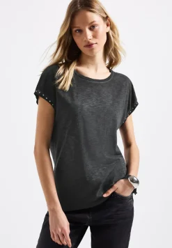 Shirt met studs in gewassen look