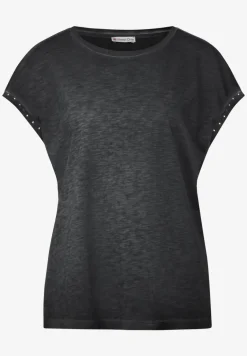 Shirt met studs in gewassen look