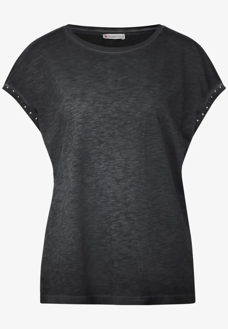 Shirt met studs in gewassen look