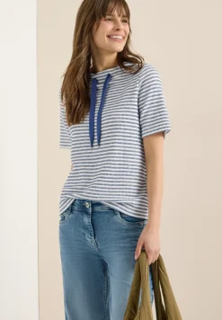 Shirt met trechtervormige hals en structuur