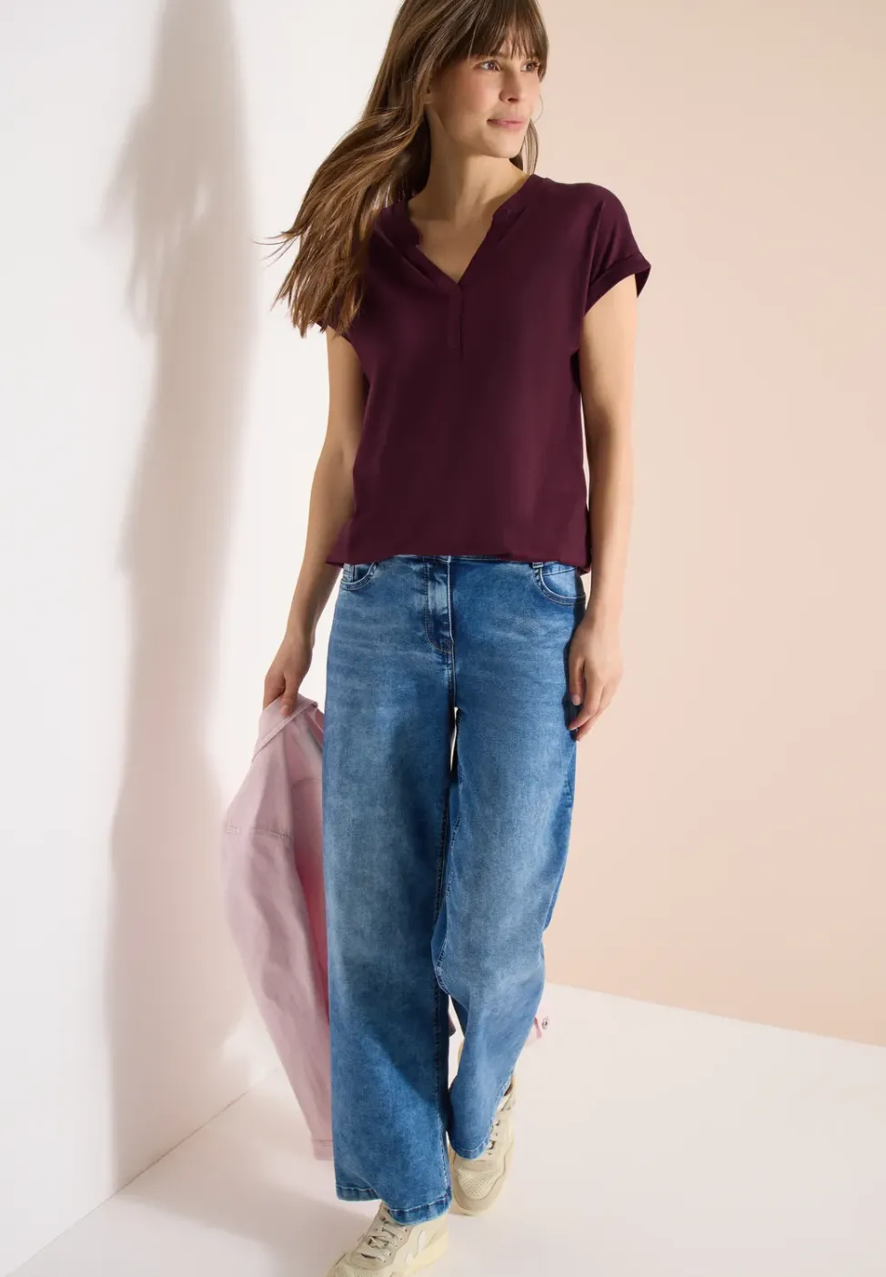 Shirt met tuniek en split aan de hals