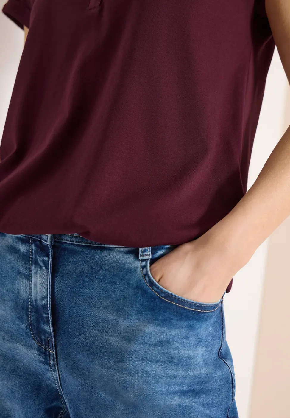 Shirt met tuniek en split aan de hals