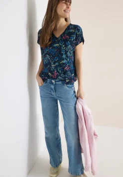 Shirt met V-hals en bloemenprint