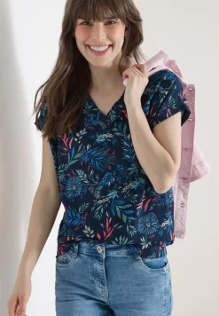 Shirt met V-hals en bloemenprint