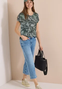 Shirt met V-hals en kanten detail