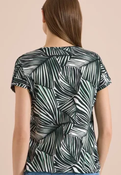 Shirt met V-hals en kanten detail