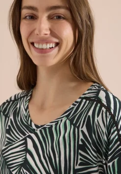 Shirt met V-hals en kanten detail