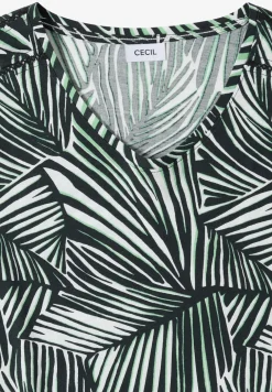 Shirt met V-hals en kanten detail