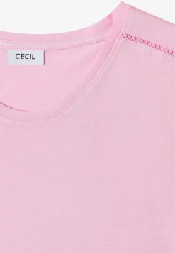 Shirt met V-hals en kanten detail