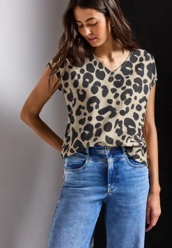 Shirt met V-hals en leoprint