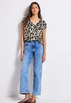 Shirt met V-hals en leoprint