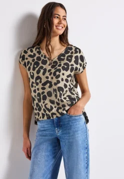 Shirt met V-hals en leoprint