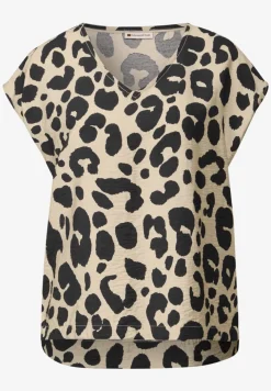 Shirt met V-hals en leoprint