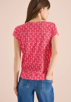 Shirt met V-hals en schelpenprint