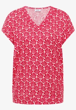 Shirt met V-hals en schelpenprint