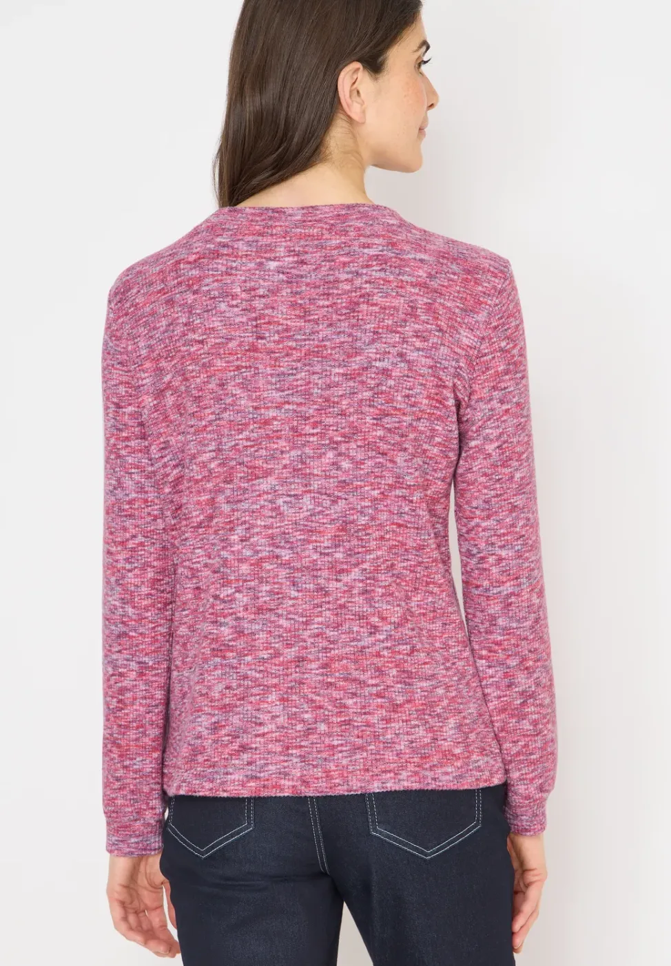Shirt met zacht gemêleerd ribboord