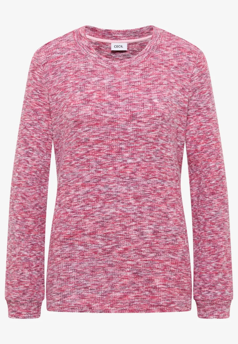 Shirt met zacht gemêleerd ribboord