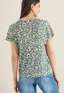 Shirt van linnen met leo-print