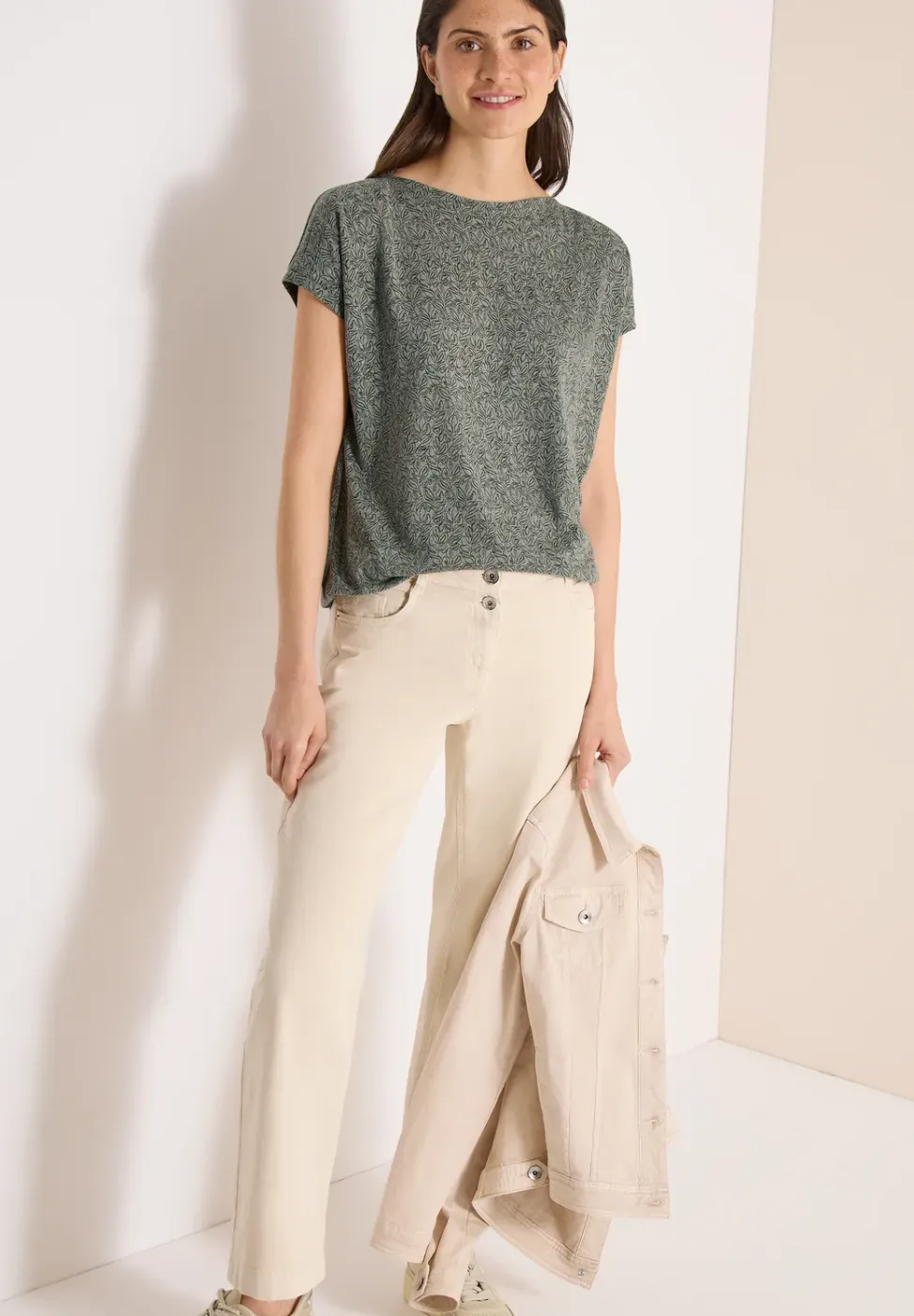 Shirt in burnout look met boothals