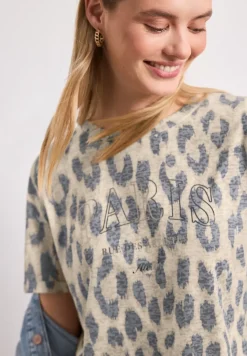 Shirt in burnout-look met leo-opdruk