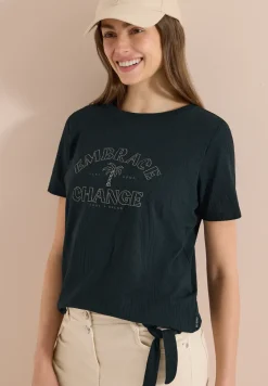 Shirt in burn-out look met tekst