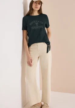 Shirt in burn-out look met tekst