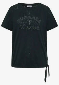 Shirt in burn-out look met tekst