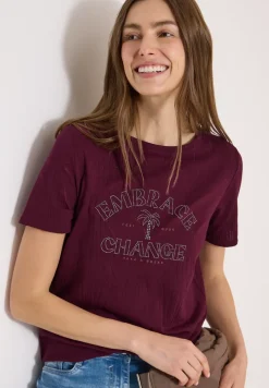 Shirt in burn-out look met tekst