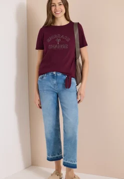 Shirt in burn-out look met tekst