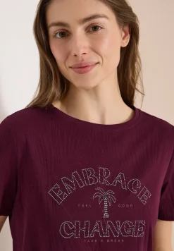Shirt in burn-out look met tekst