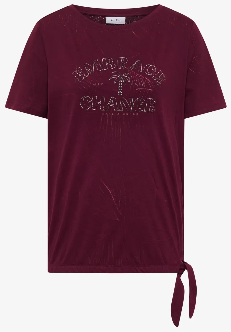 Shirt in burn-out look met tekst