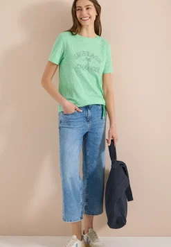 Shirt in burn-out look met tekst
