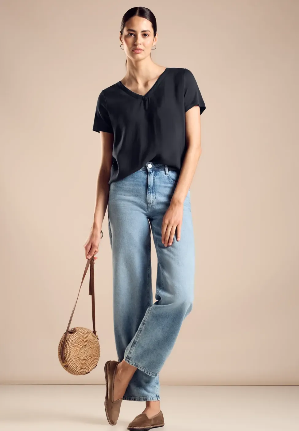 Shirt in cupro materiaalmix
