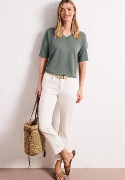 Shirt in gebreide look met V-hals
