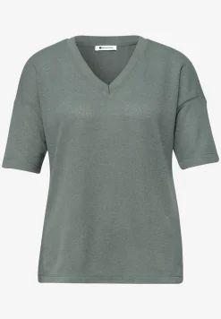 Shirt in gebreide look met V-hals