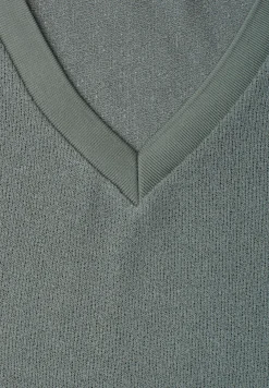 Shirt in gebreide look met V-hals