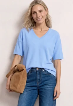 Shirt in gebreide look met V-hals