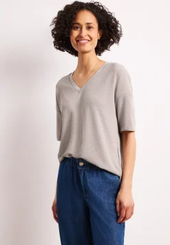 Shirt in gebreide look met V-hals