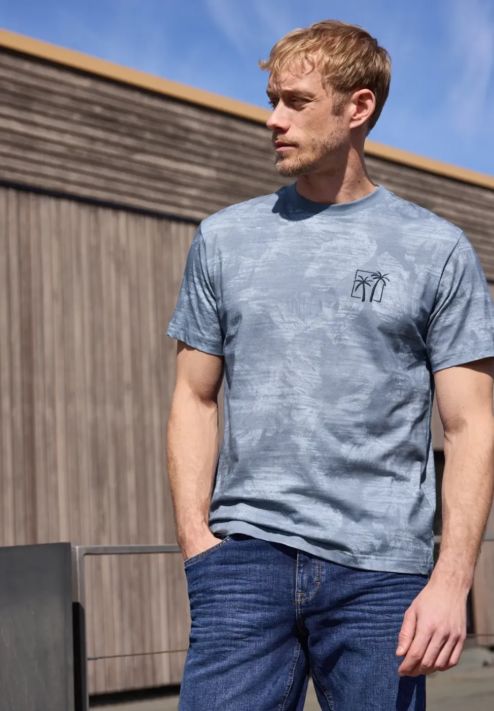 Shirt met all-over print en borduursel