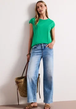 Shirt met boothals en decoratief detail